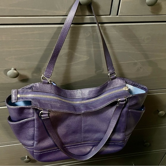 Coach F23284 Park Carrie Pebbled Leather
Purple Bag Satchel Purse Tote - Picture 3 of 10